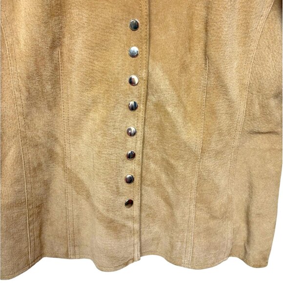 Coldwater Creek Tan Suede Snap Button Moto Styled Shirt Jacket - Picture 4 of 8